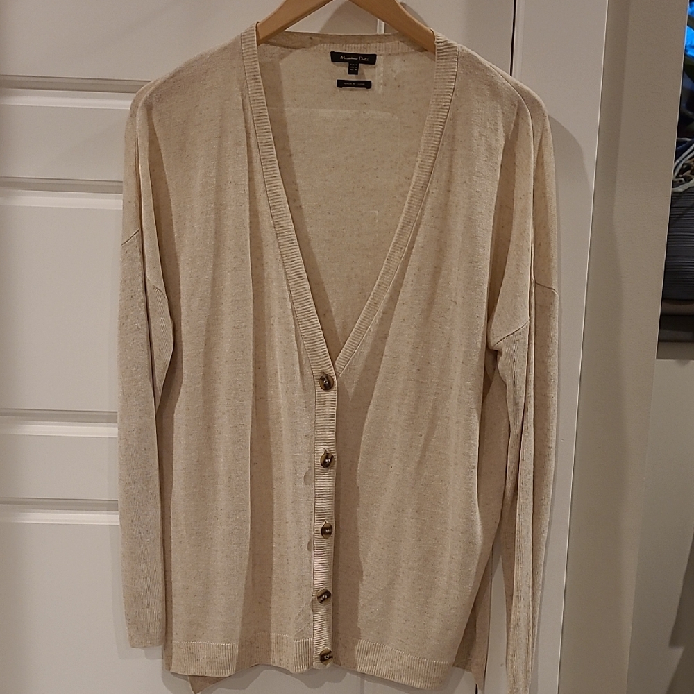 Massimo Dutti Linen Blend Cardigan. Size M